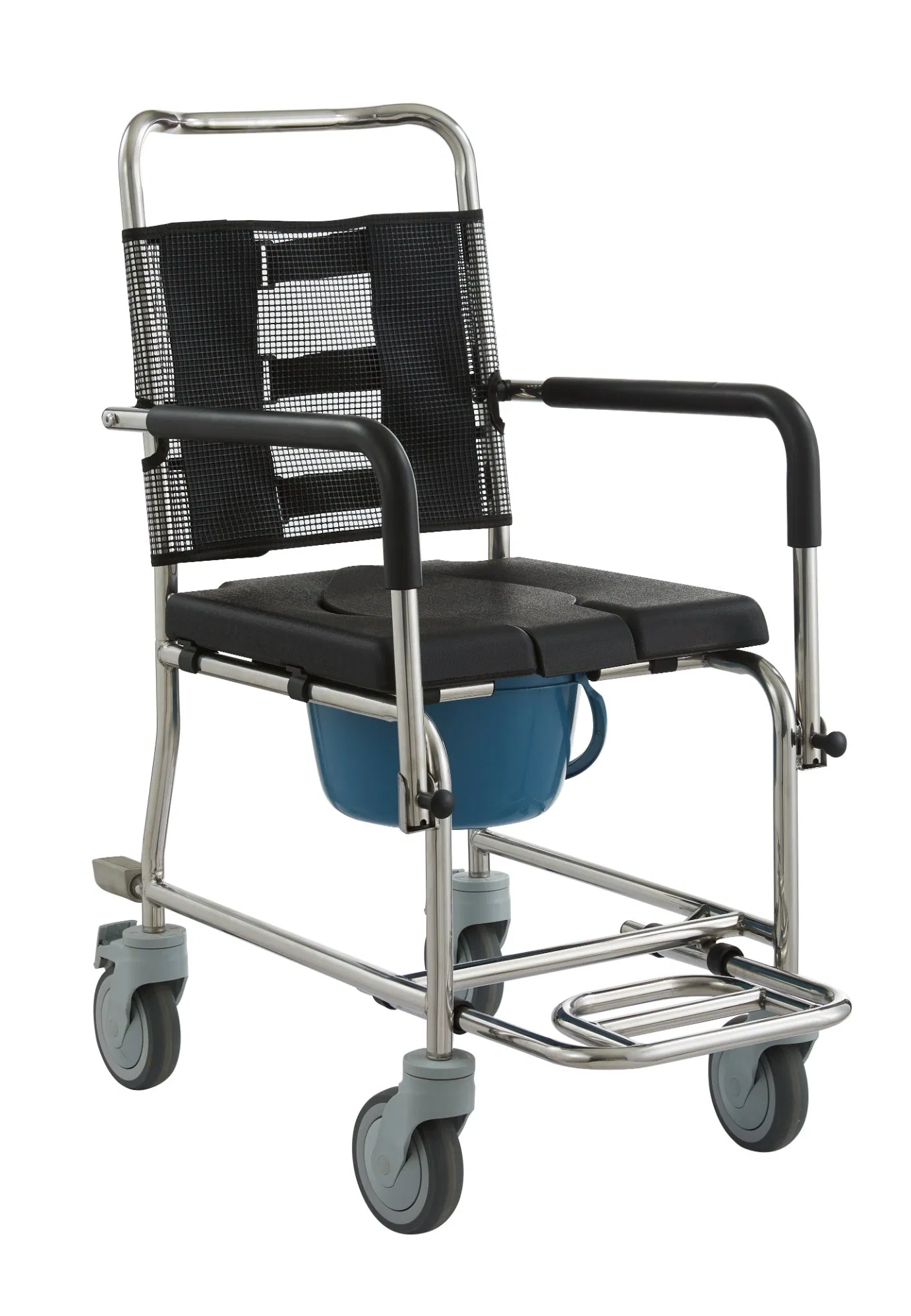Stainless Steel Commode Medical Wheelchair