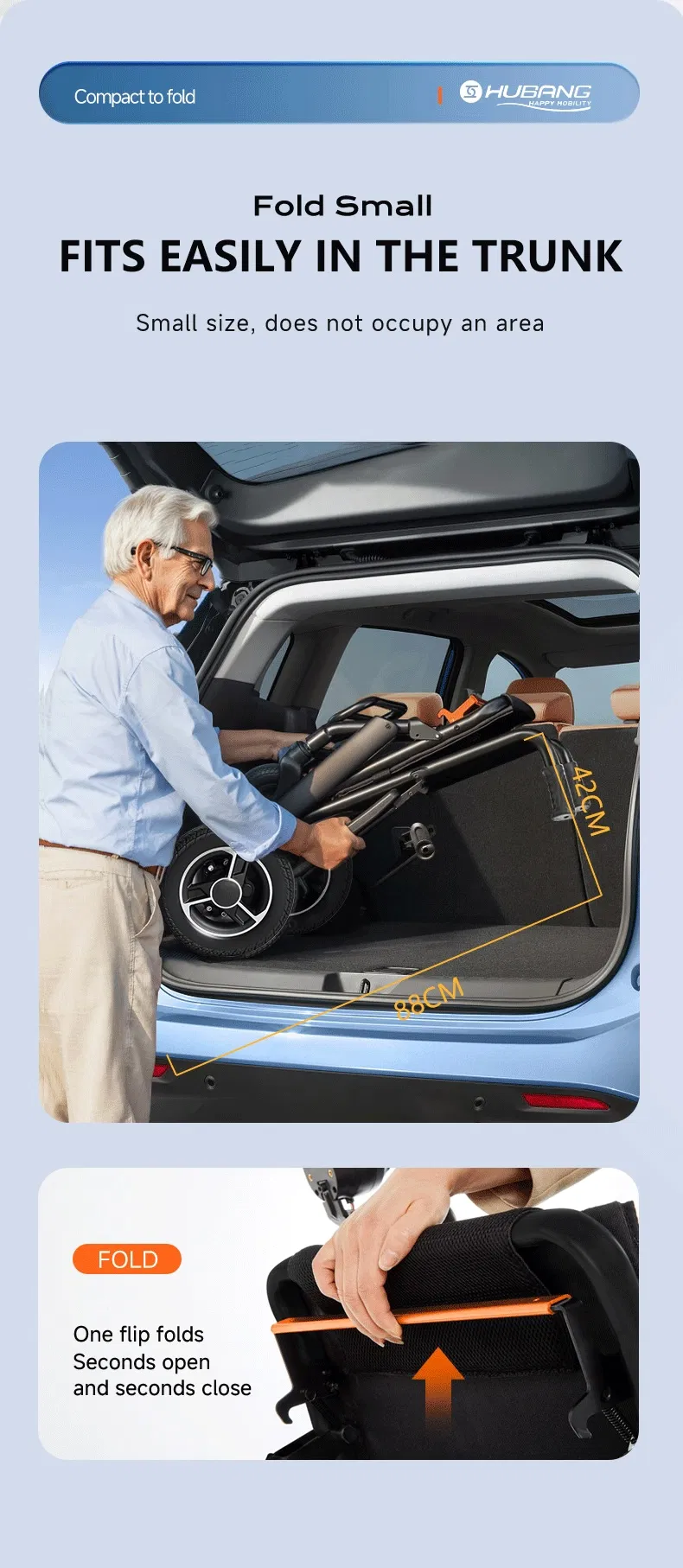 Foldable Electric Wheelchair with Carbon Fiber Frame and Smart Brake System