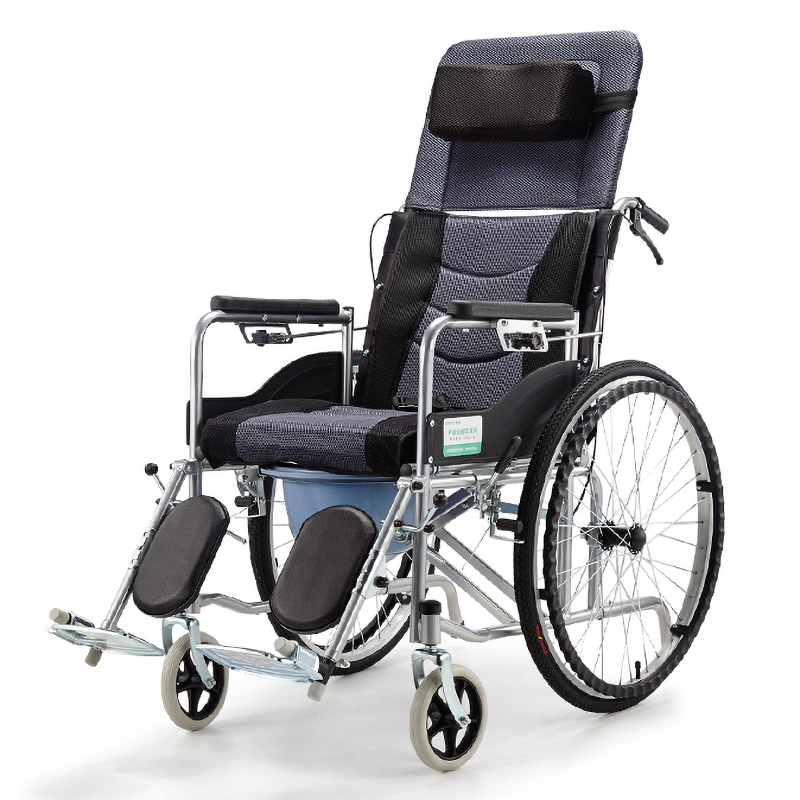 Lying Reclining Commode Wheels Chair Toilet Wheelchair Manual for Elderly and Disabled