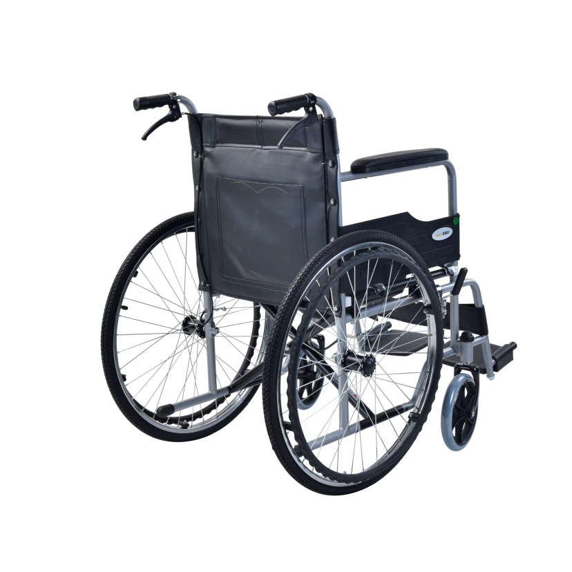 Handbrake Steel Frame Manual Wheelchair Portable Toilet Folding Commode Chair