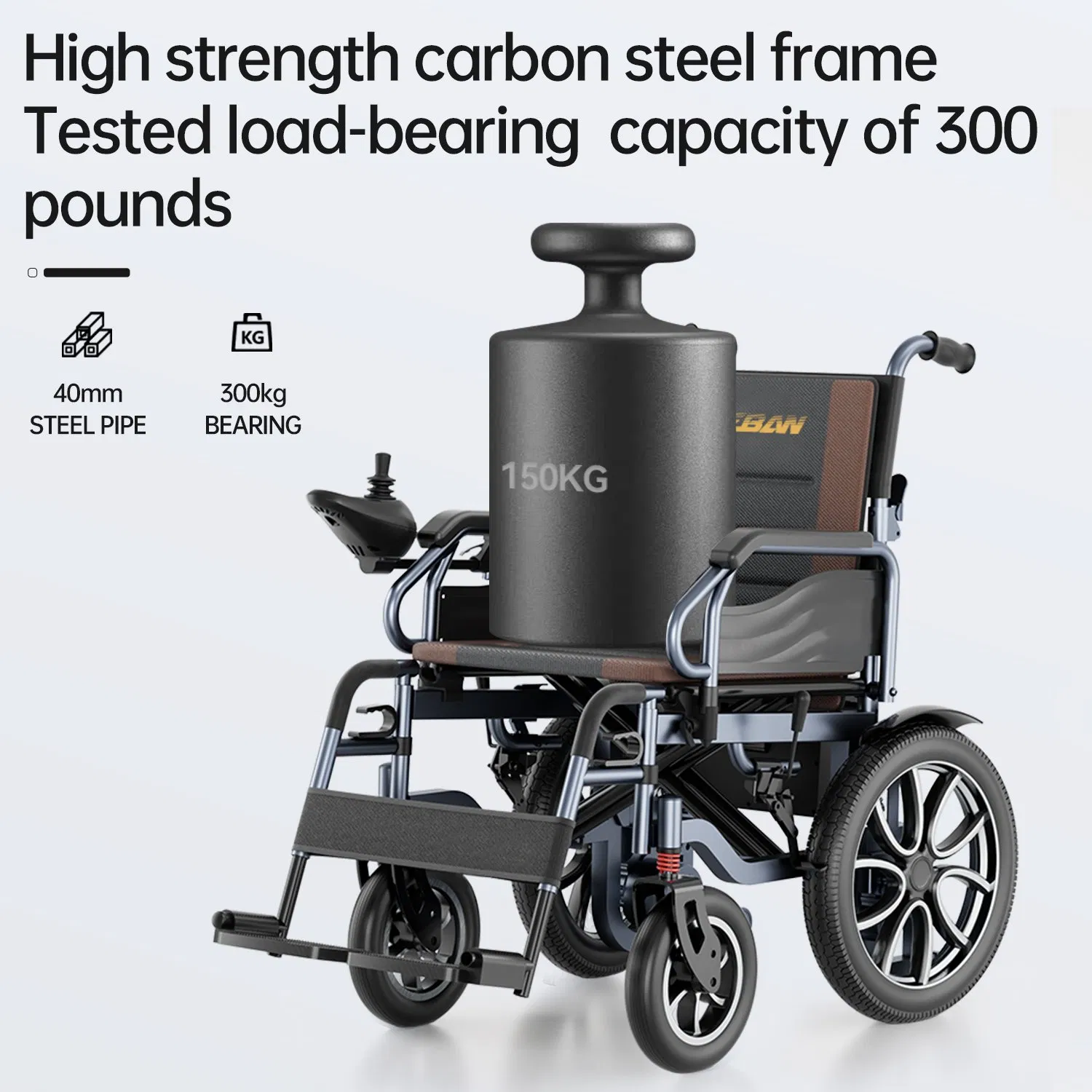 Carbon Fiber/Aluminum Lightweight Portable Brushless Motor Folding Motorized Electric Power Wheelchair for Medical Cerebral Palsy Children Disabled Handicapped