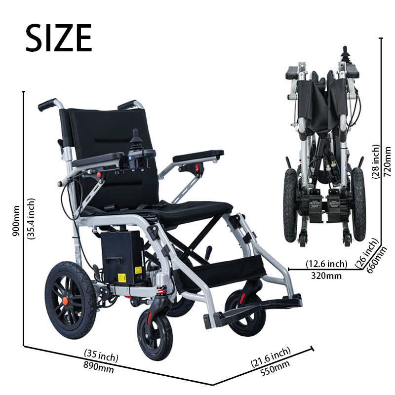 Aircraft Grade Aluminum Super Light Electric Wheelchairs- Foldable &amp; Portable Design for Seniors, OEM/ODM for Indoor and Outdoor Use Brushless Motor