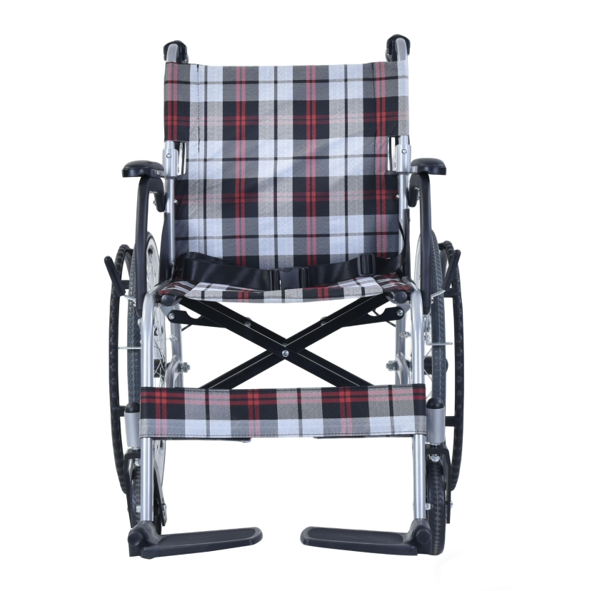 Comfortable Leather Pad Fixed Legrest Manual Medical Wheelchair