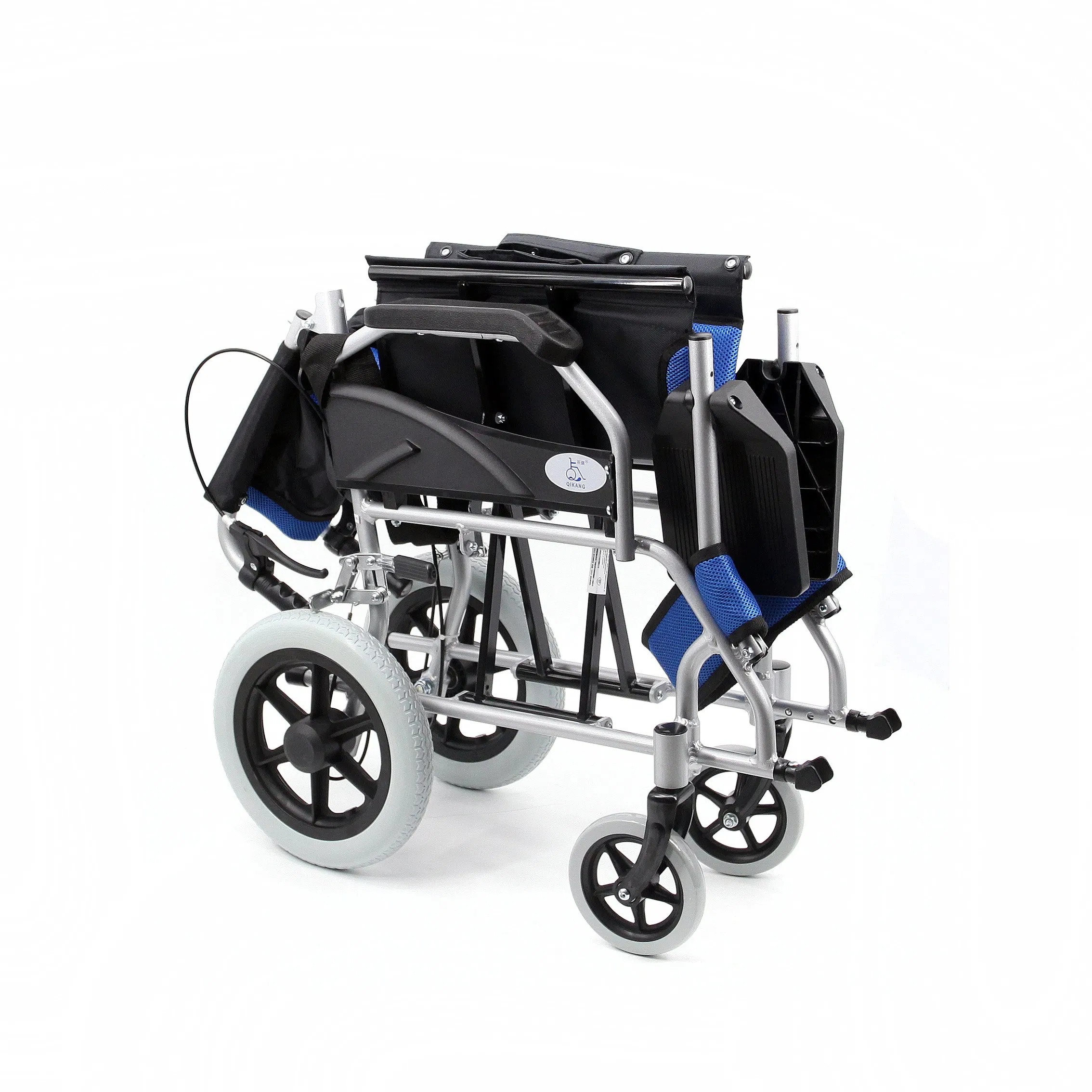 Folding Light Weight Aluminium Travel Wheelchair Portable with Handle Brake 12" Rear Wheel