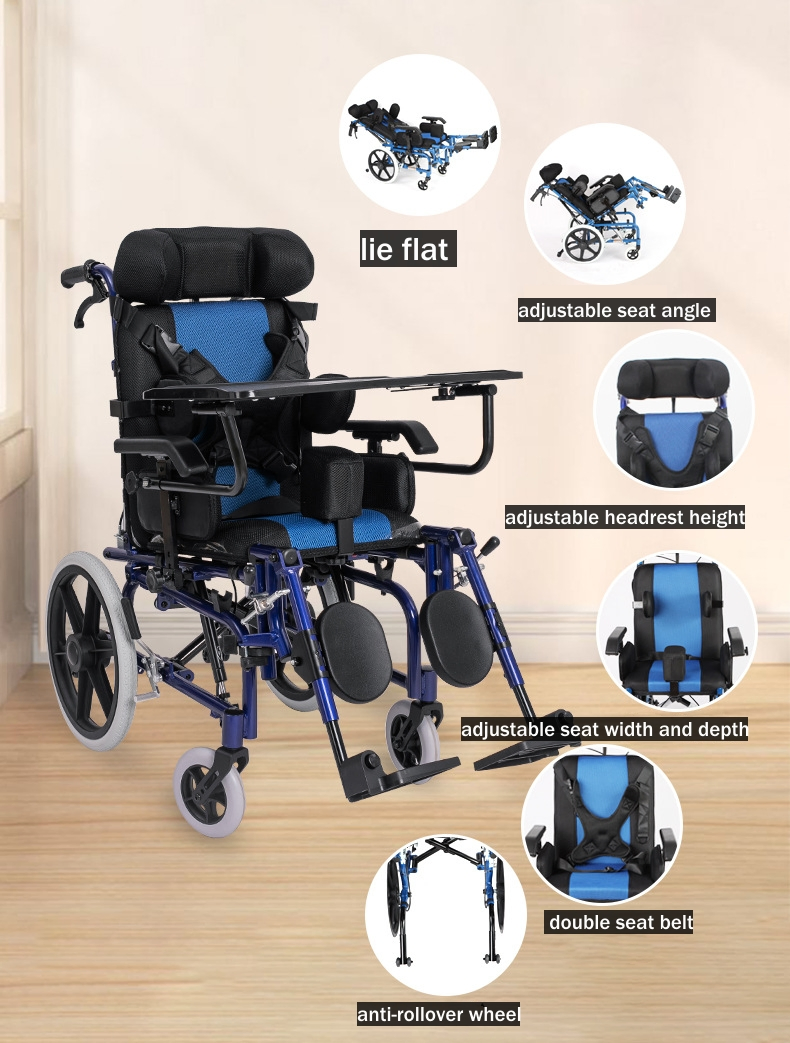Reclining High Backrest Type Wheelchair for Cerebral Palsy Children (THR-CW958L)