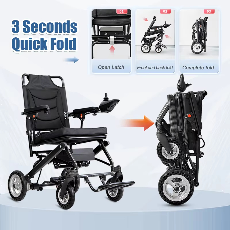 9.8kg 10A Lithium Battery Easy to Fold Ultra-Light Folding Electric Wheelchair for Adult Disabled and Elderly