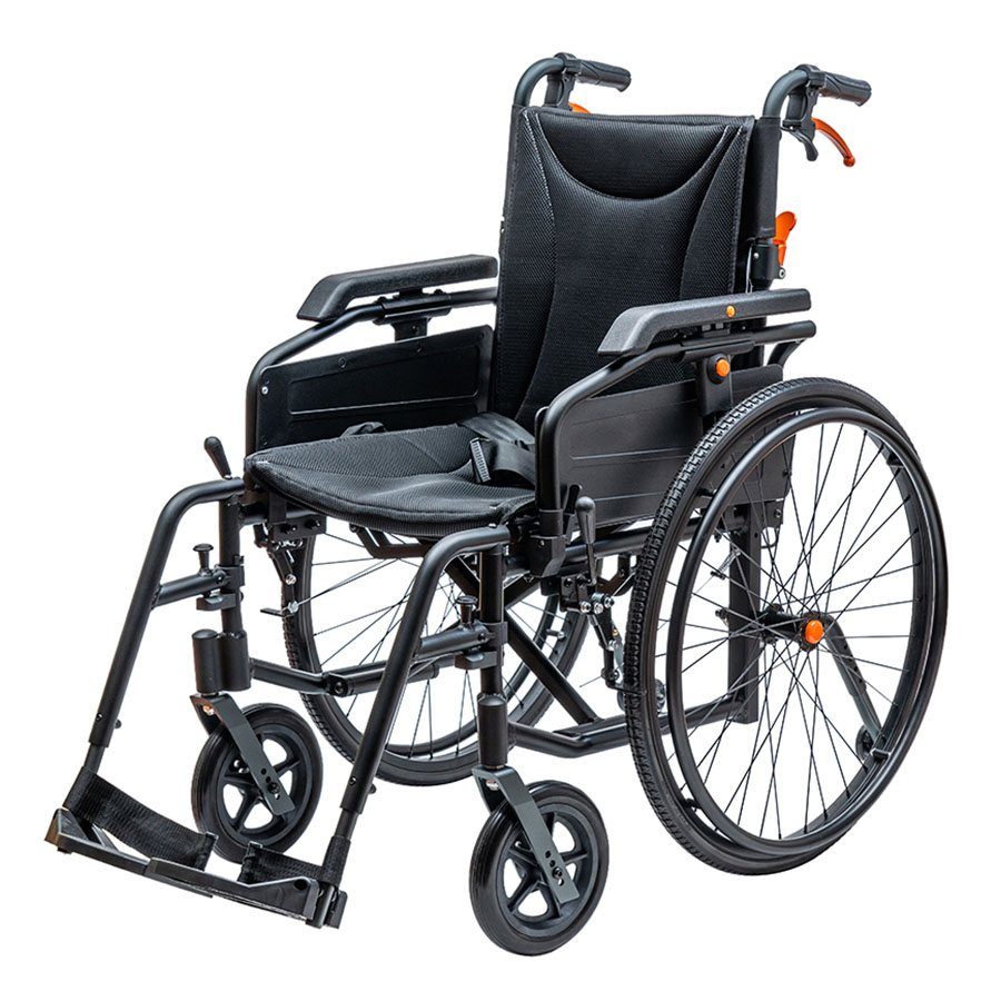 Foldable Aluminum Frame Breathable Seat Adjustable Backrest Manual Wheelchair