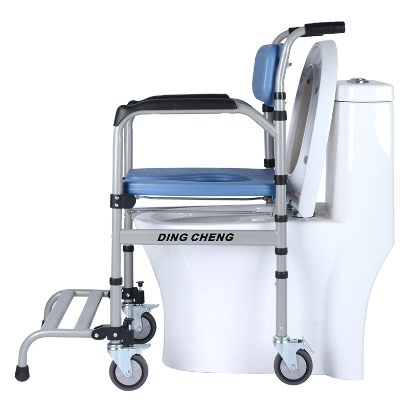 Dl-6022t Shower &amp; Toilet Wheelchair for Disabled - Waterproof Rolling Commode with Removable Basin