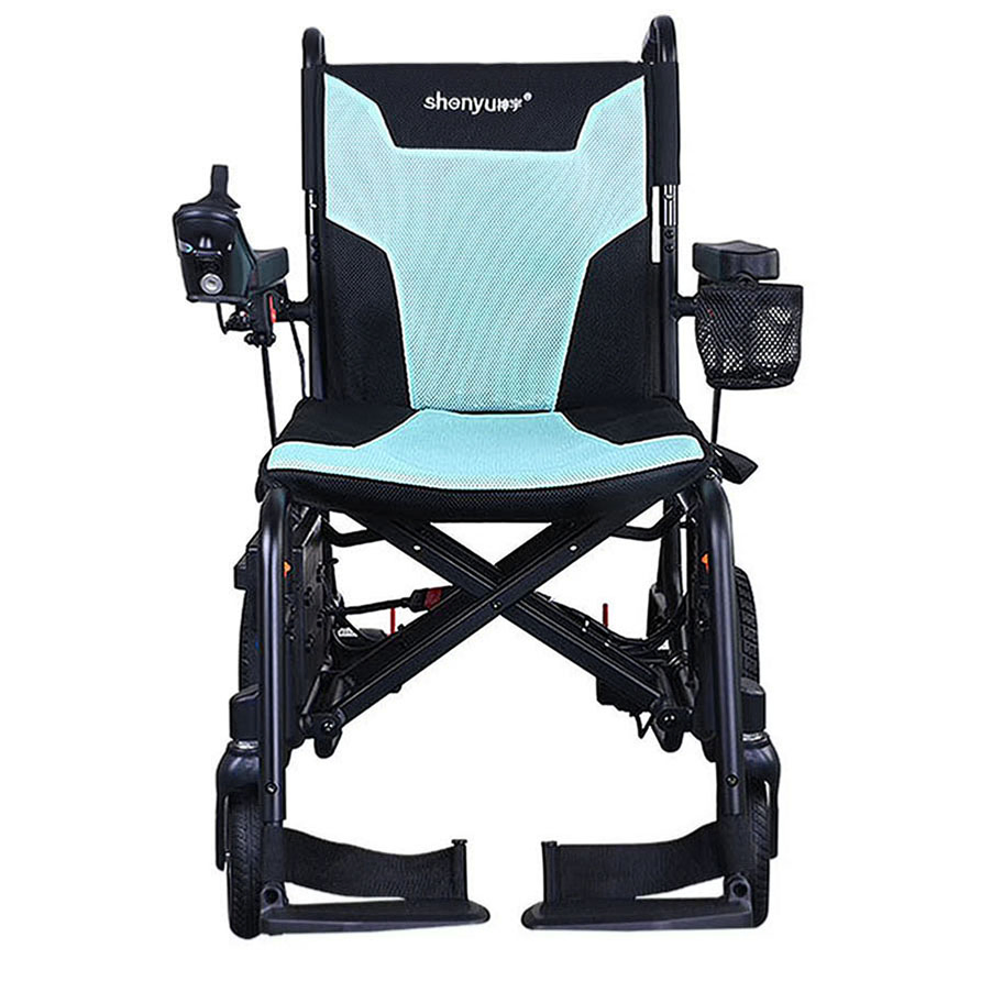 Lightweight Foldable Mesh Seat 24V 150W Motor Travel Electric Wheelchair