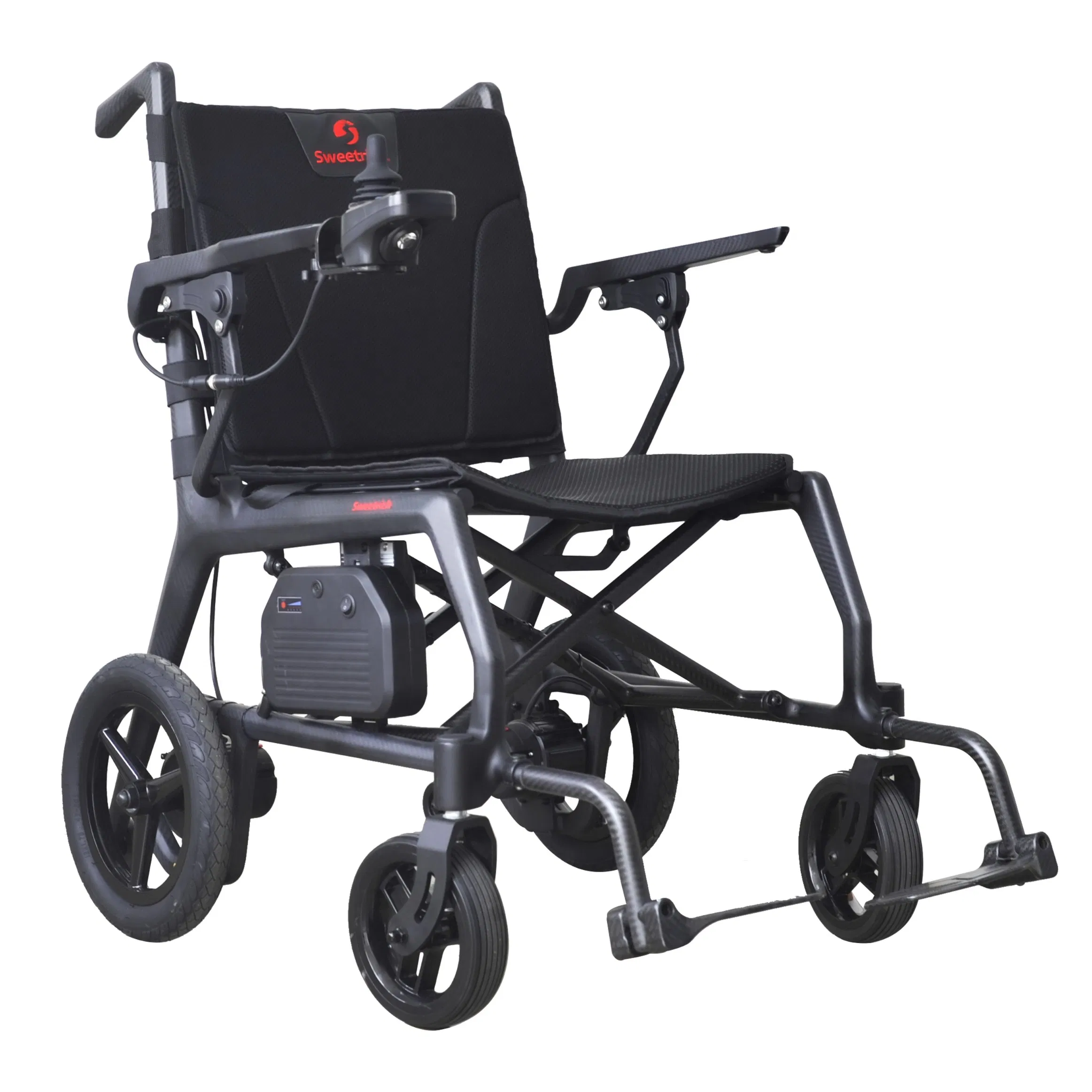 Ultra Light Outdoor Medical Care Carbon Fiber Air Plane Leisure All Terrain Traveling Folding Lightweight Portable Disabled Electric Wheelchair