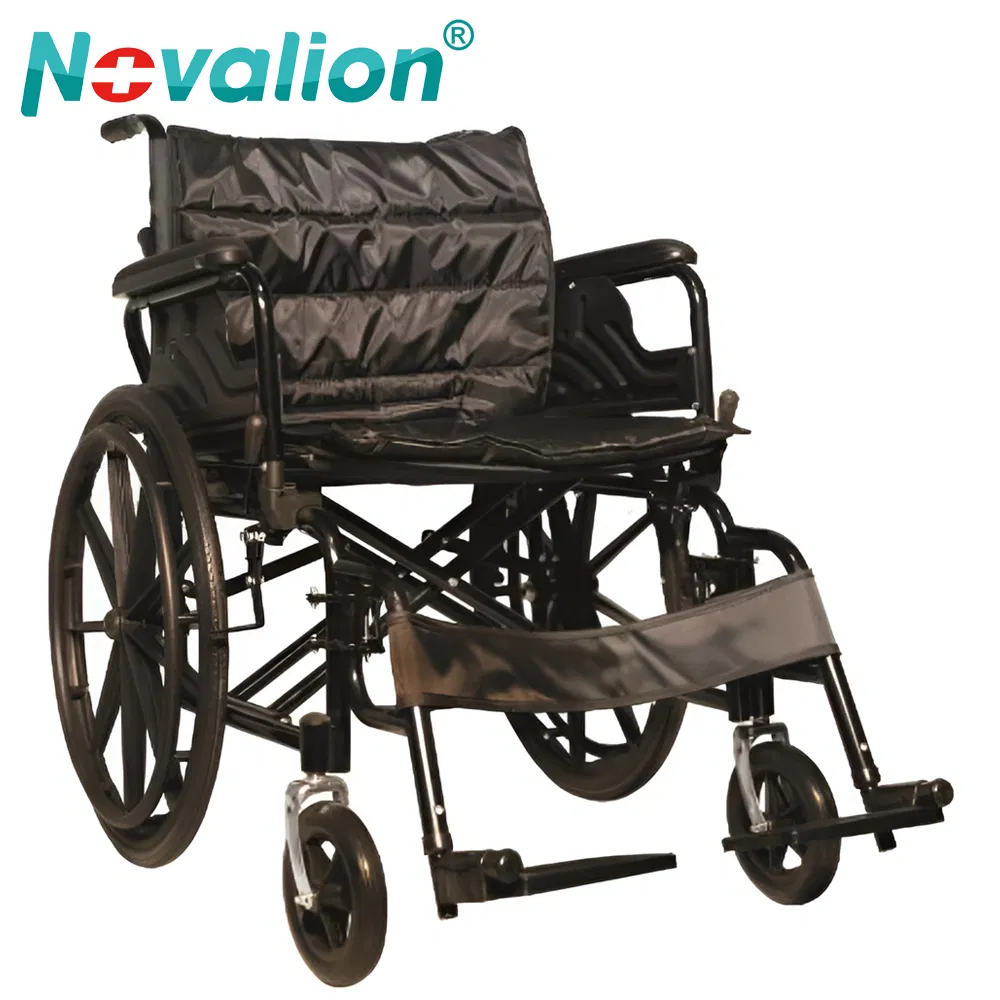 Manufacturer Wholesale Price Novalion OEM Flodable Folding Adjustable Wide Seat Bariatric Heavy Duty Manual Wheelchair for Elderly Disabled Patient