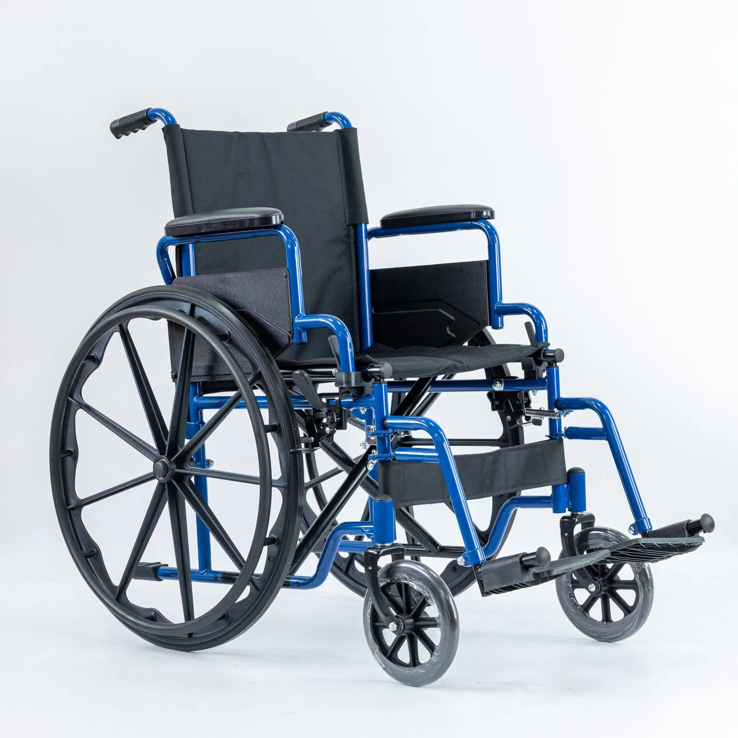 24 Inch Folding Steel Transport Manual Wheelchair with Swing Legs