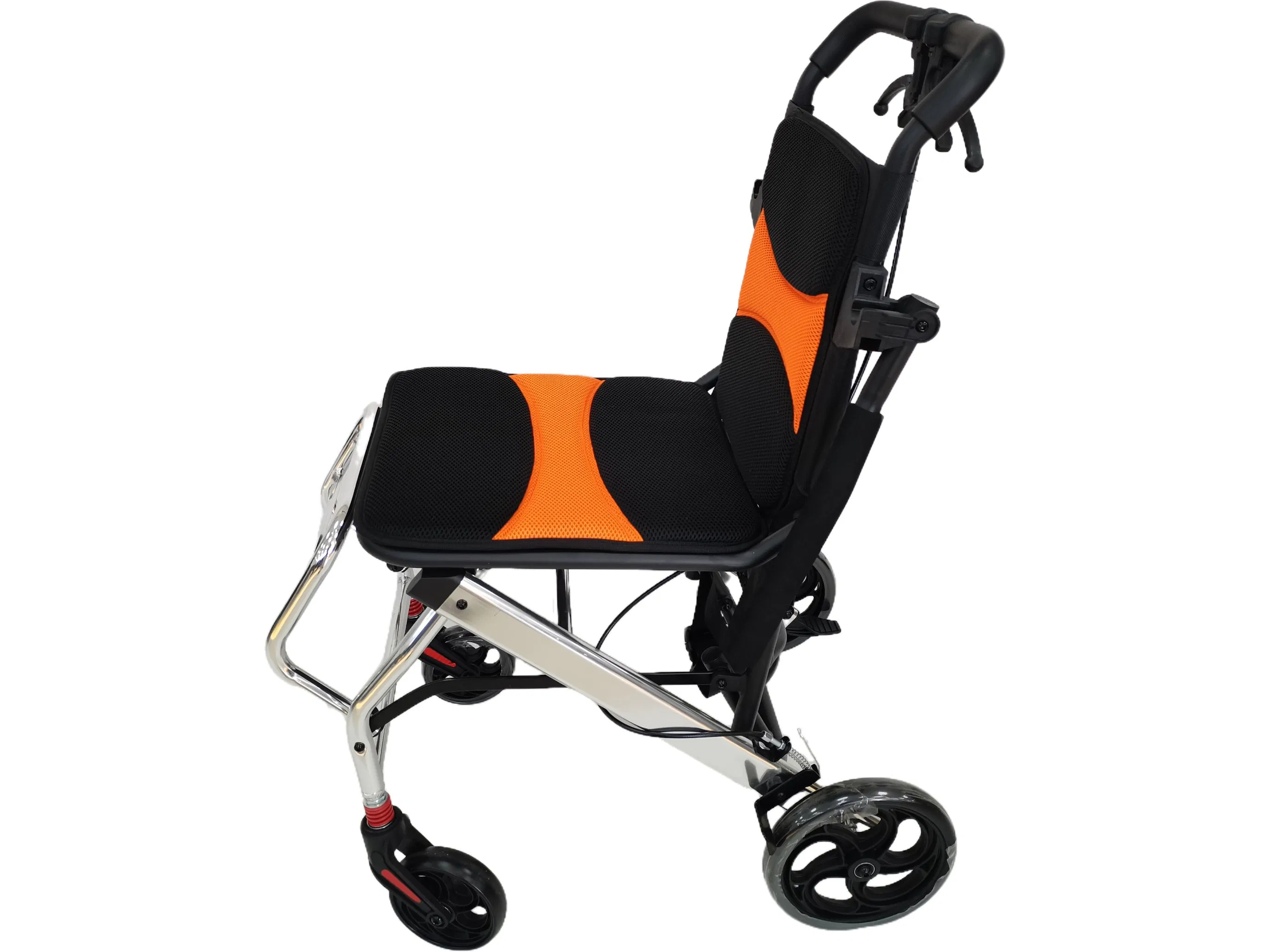 Convenient Portable Press to Fold Light Weight Aluminium Travel Wheelchair for Transport Indoor and Outdoor Use
