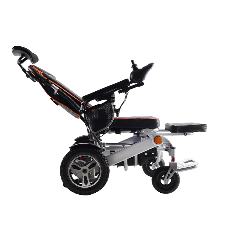 High Backrest Reclining Lightweight Foldable Aluminum Alloy Electric Wheelchair
