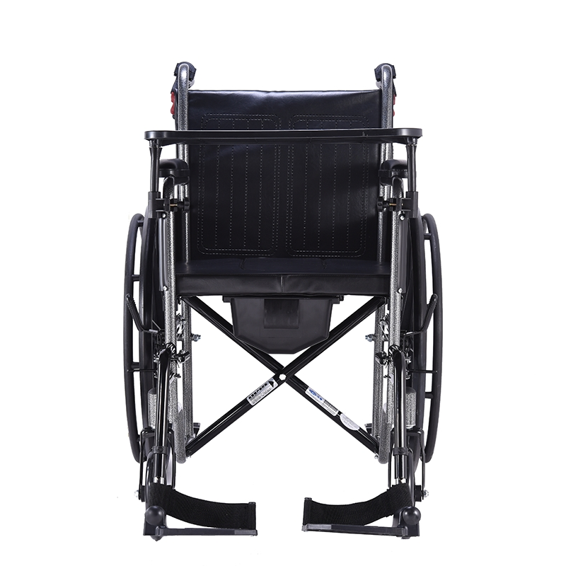 Steel Commode Wheelchair with Integrated Toilet &amp; Adjustable Table for Elderly/Disabled Home Care