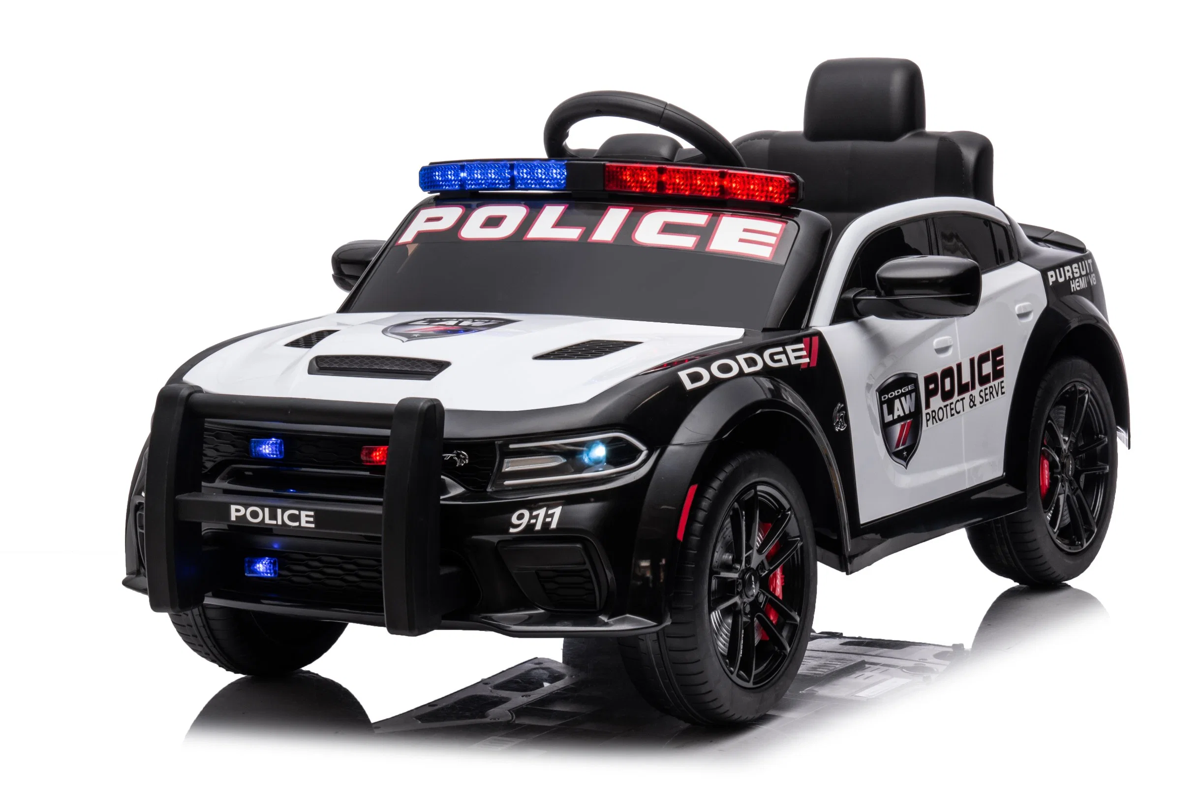 12V Ride on Car, Licensed Dodge Charger Electric Cop Car for Kids, Battery Powered Ride on Truck Vehicle for Boys Girls