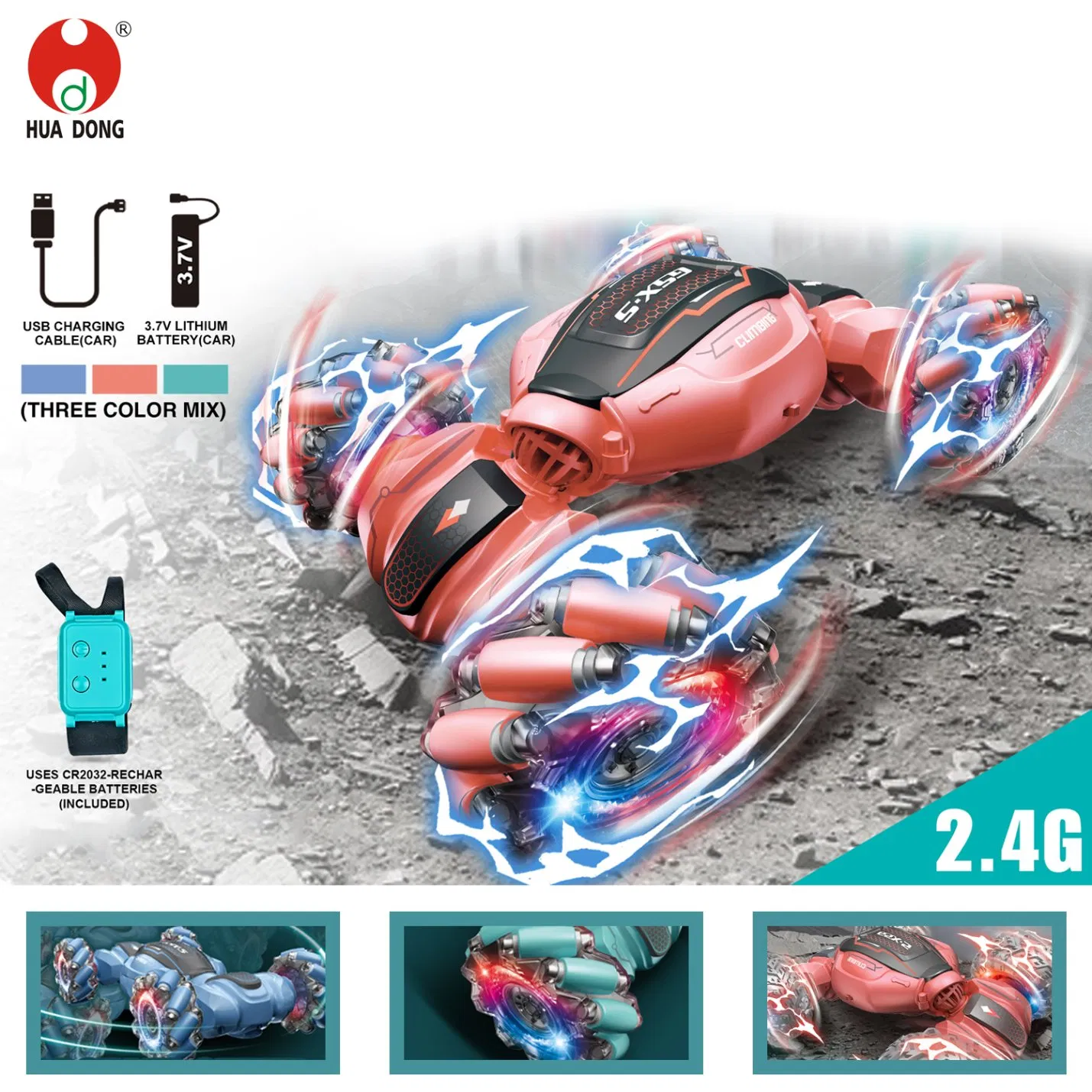 Factory Direct Children RC Car Toy Remote-Controlled Stunt Car Twisting Car Toy Gesture Control Responsive Handling Quick Charging Toy Kids Electric Car Toys