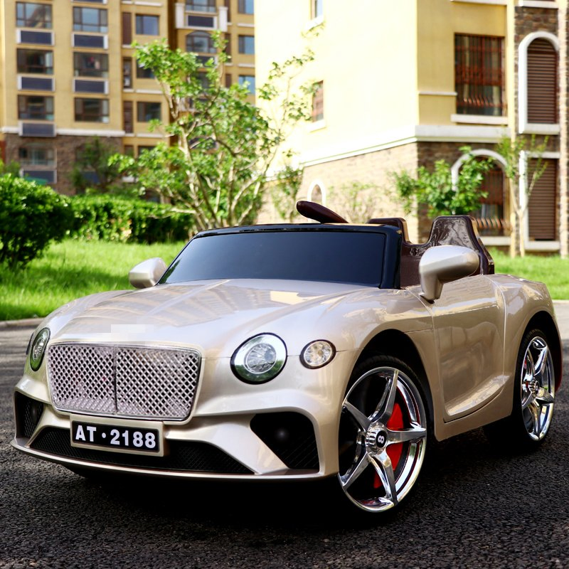 Vintage Champagne Grey with Remote Dual Drive Rechargeable Battery Kids Electric Car