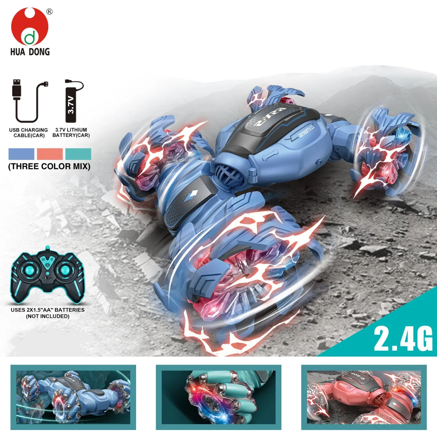 Factory Direct Children RC Car Toy Remote-Controlled Stunt Car Twisting Car Toy Gesture Control Responsive Handling Quick Charging Toy Kids Electric Car Toys