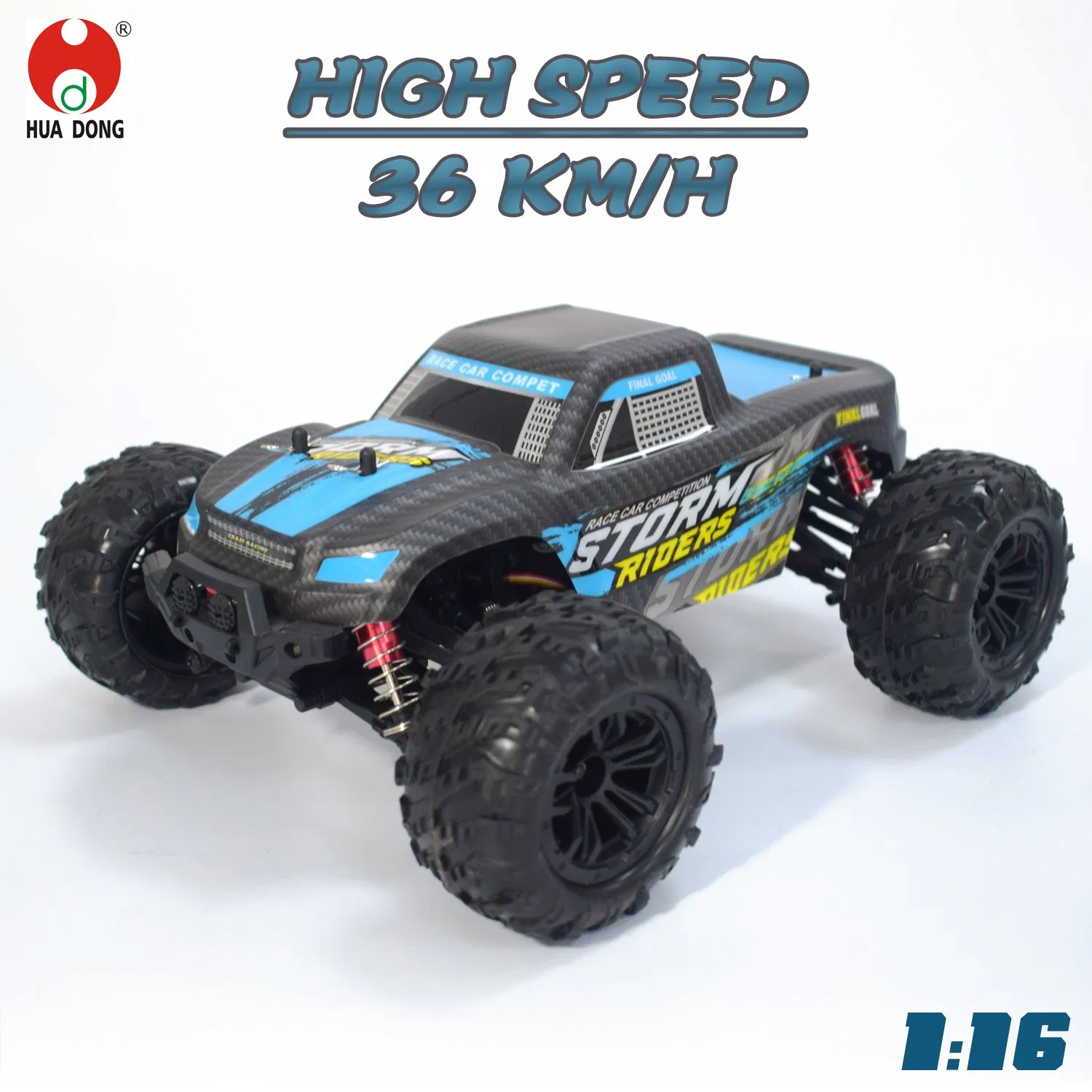 Children Toy Car Factory Direct Selling Red and Blue Electric Vehicle 4 Wheel Drive High Speed 1/16 Scale 2.4 GHz Remote Control Car with LED Light for Kid Car