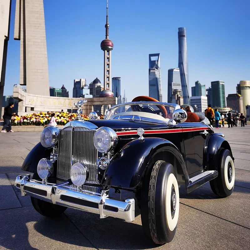 2023 New Model High Quality 12V7ah Battery Electric Car Painted Child Toy Kids Open Convertible Classic Retro Vintage Car