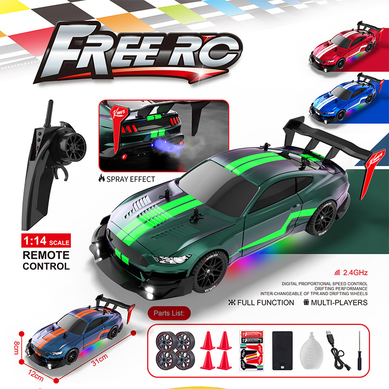 AiJH 1: 14 Electronic Racing RC Car with Light Spray Professional Sports Drift Car Model RC Race Car for Kids Adults