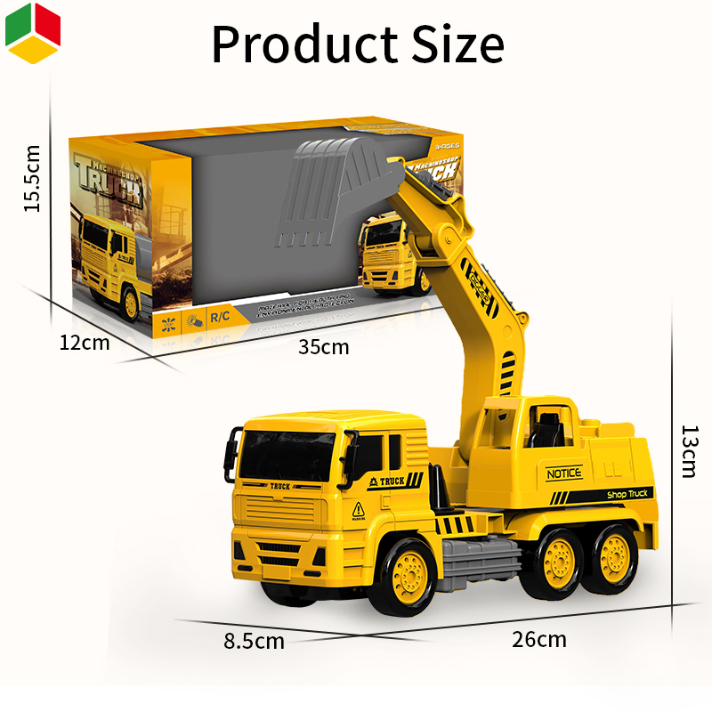 QS Toys Educational Electric Remote Control Engineering Car Excavator 4 Channels RC Radio Control Truck Toy Car with Light and Sounds Kids Gifts Toys