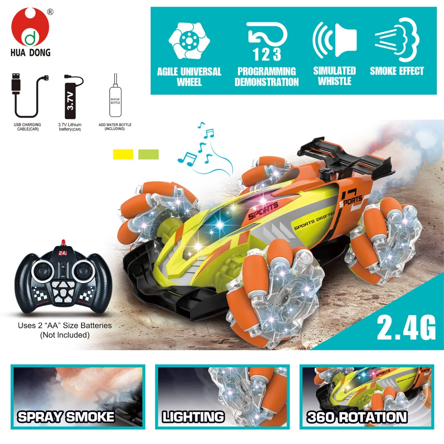 Wholesale Remote Controlled Stunt Car Smoke Effect Flips and Spins All-Terrain RC Car Gesture Control Durable Materials Stunt Vehicle Plastic Drift Kid Toys Car