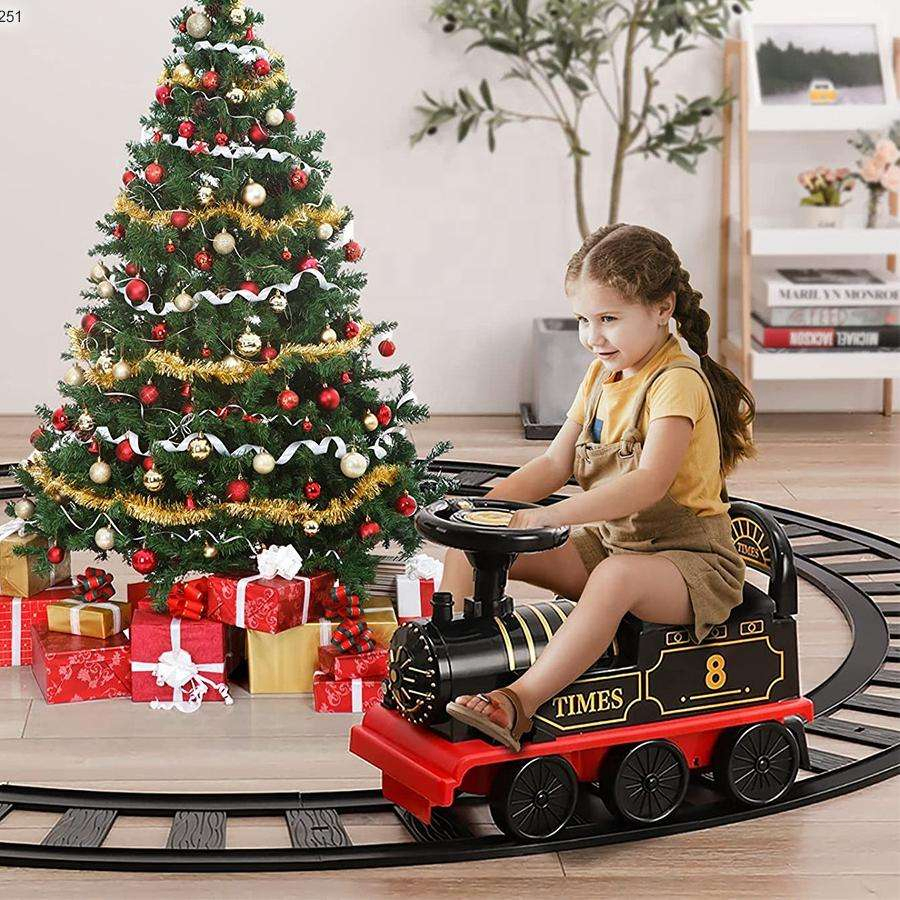 New Christmas Gifts Light Music Train Track Sit Learn Toy Children's Electric Car Ride on Train with Track for Kids