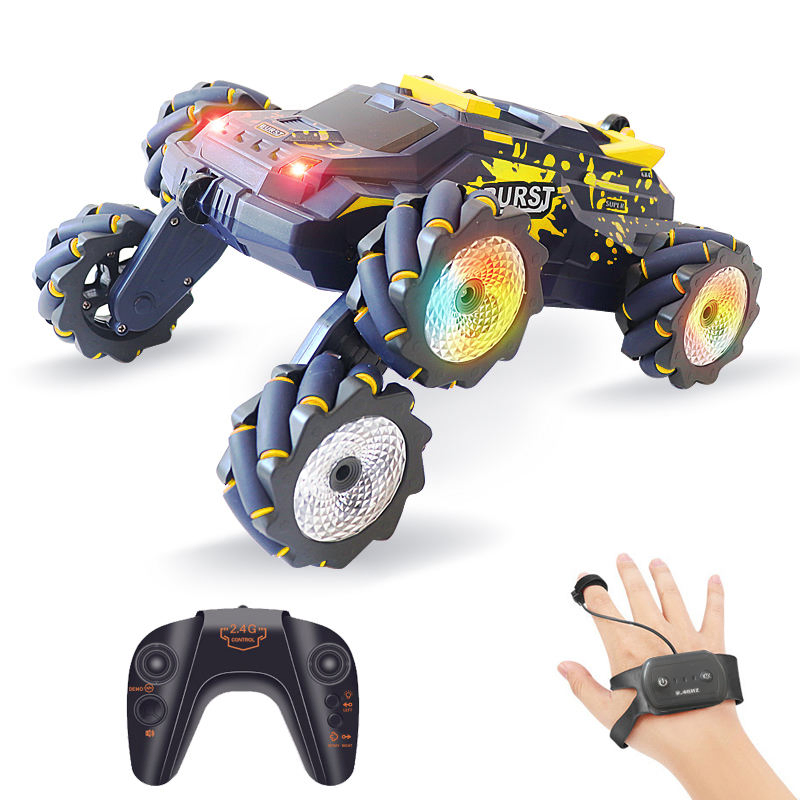 Six-Wheel Electric RC Stunt Car, 2.4GHz Remote Control off-Road Vehicle, Rotating Drift Truck for Kids Outdoor Play
