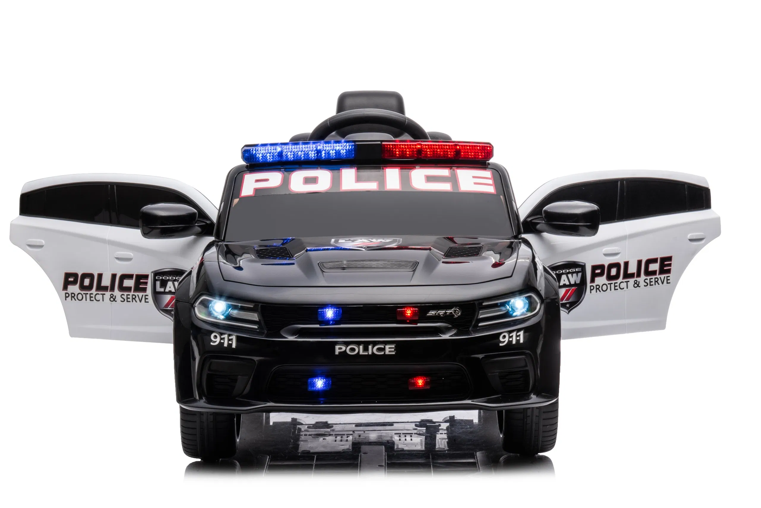 12V Ride on Car, Licensed Dodge Charger Electric Cop Car for Kids, Battery Powered Ride on Truck Vehicle for Boys Girls