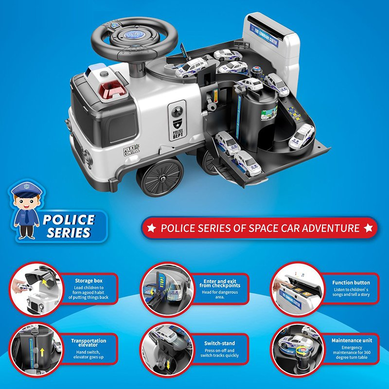 Amazon Hot Sales Kids Walker Ride on Car Toy Battery Powered Car Toys Set Electric Kids Ride on Ploice Boys Truck with Light