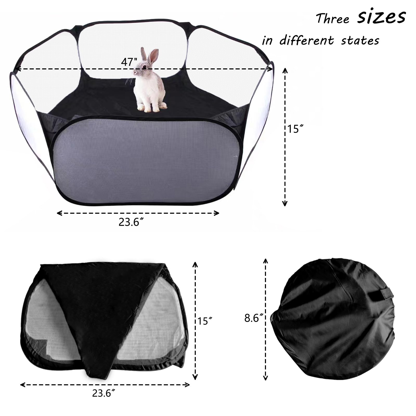 Portable Pop-up Small Animal Fence, Interactive Pet Playpen Tent for Rabbits, Guinea Pig, Hamster Indoor/Outdoor