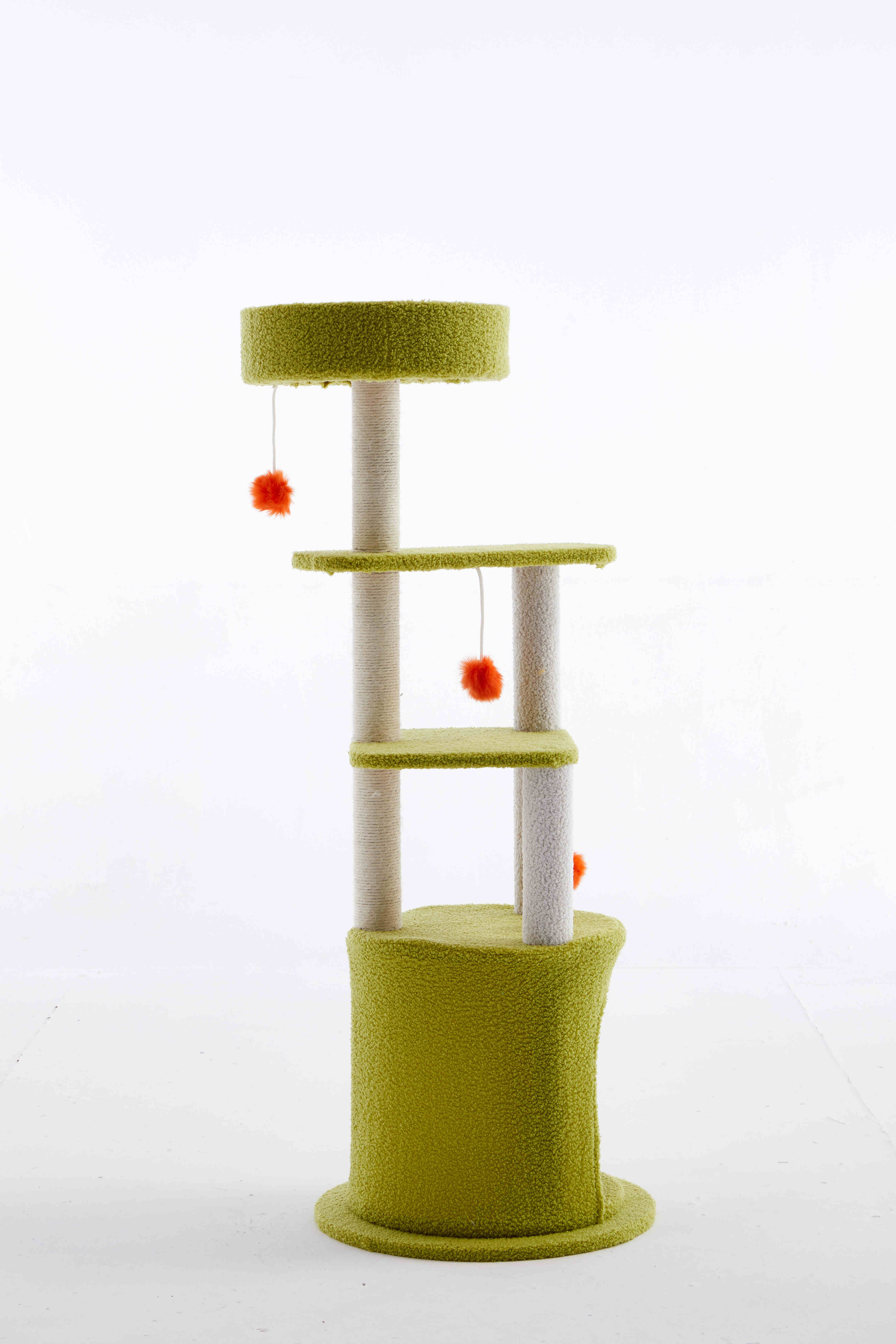 2024 New Design Three Layer Cat Tree Tower Houses Scratches Climbing Cute Luxury Wood Pet Cat Tree