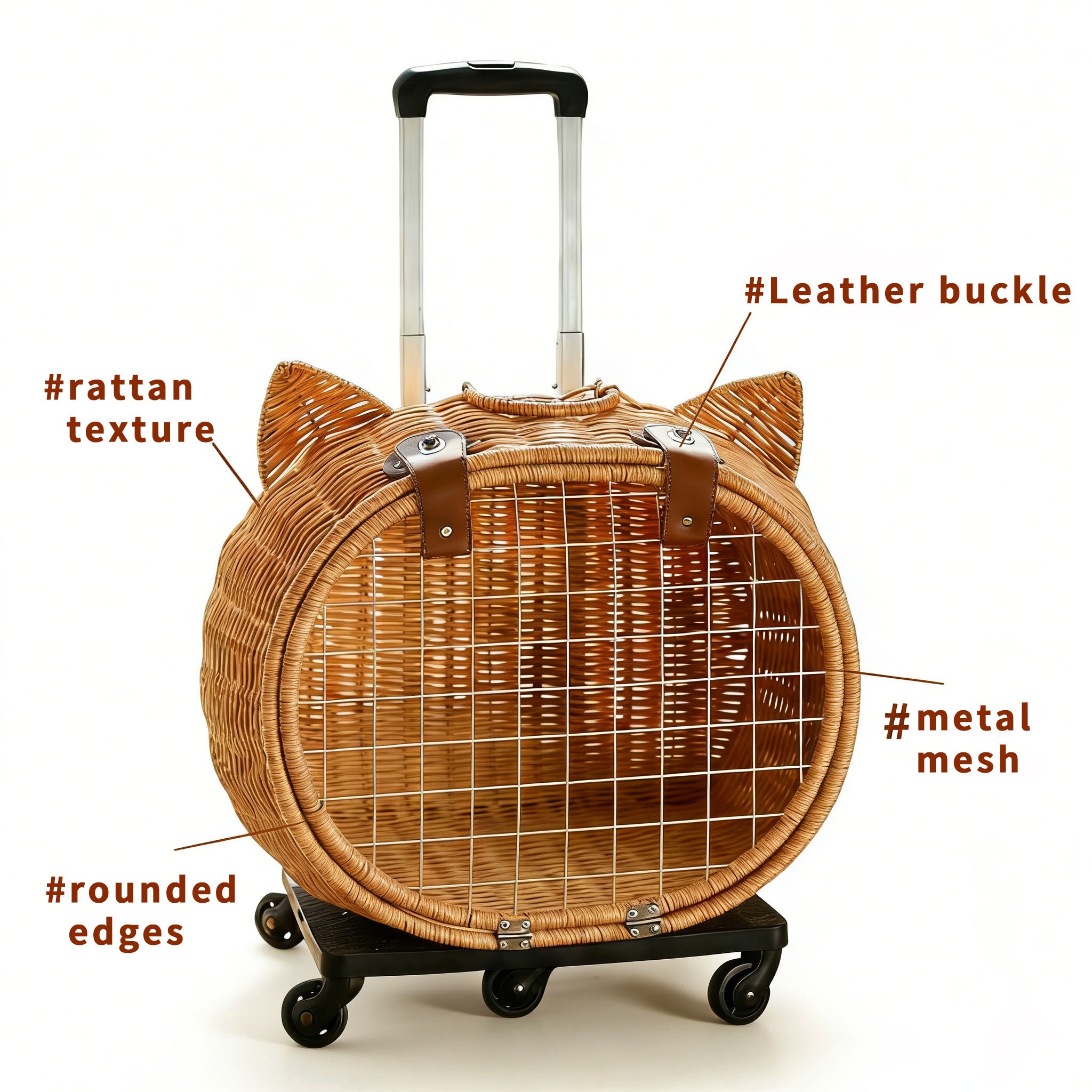 New Style PP Rattan Weaving Pet Carrier Dog And Cat Trolley Bag For Dog Travel Outside