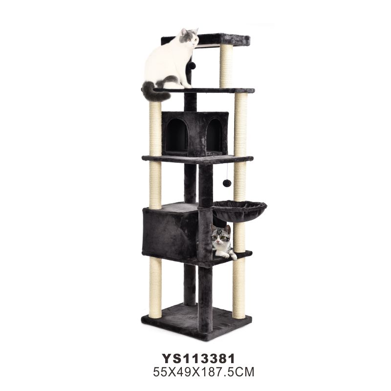 XL Size 74 Inch Tall Activity Center Stable Cozy Perches 2 Condos Cat Tree Tower With Scratching Posts