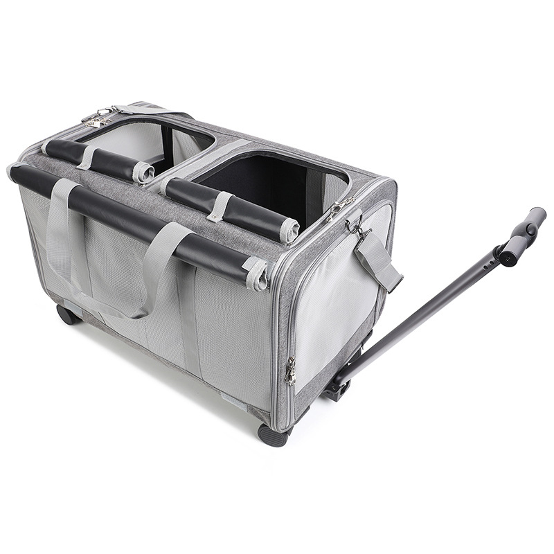 Extra-Large Wheeled Pet Carrier for Cats &amp; Small Dogs Airline-Approved Foldable Breathable Cat Carrier Bag with Wheels
