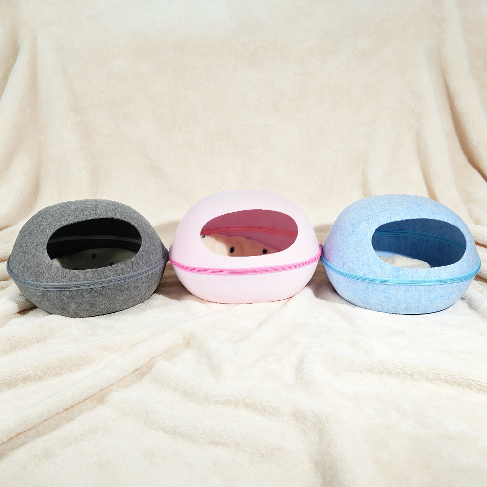 Donut Cat Bed Eco-Friendly Felt Pet Tunnel Dual-Use Indoor Training &amp; Interactive Sports Toy With Solid Pattern For Kittens