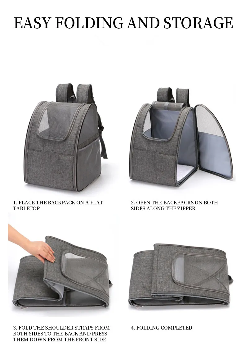 Expandable Breathable Mesh Pet Carrier Backpack Bag