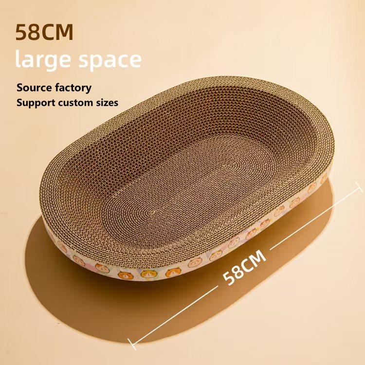 Large Space Cat Scratcher Cardboard with Corrugated Paper Oval Cat Scratcher