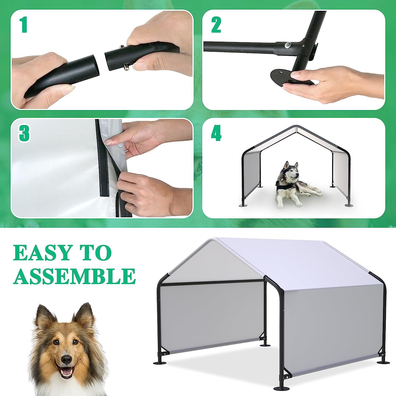 Heavy Duty Semi Closed Elevated Foldable Dog Shade Shelter Waterproof Sun Protection Outdoor Large Pet Tent for Small Animals