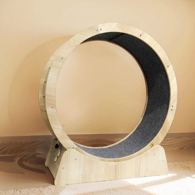 Birch/Oak Wooden Frame Multi Layer Board Silent Climbing Toy Indoor Pet Exercise Furniture Cat Running Wheel Cat Treadmill
