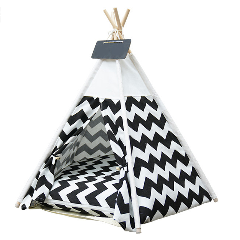 Wholesale Dog &amp; Cat Teepee Tent Solid Pattern Removable Washable with Cushion Cat Bed Cave