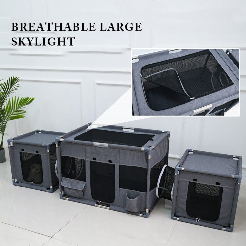 Luxurious Rectangle Breathable Dog Playpen Fence Soft Dog Cat Steel Pipe Frame Indoor Outdoor Oxford Fabric Pet Classic Box