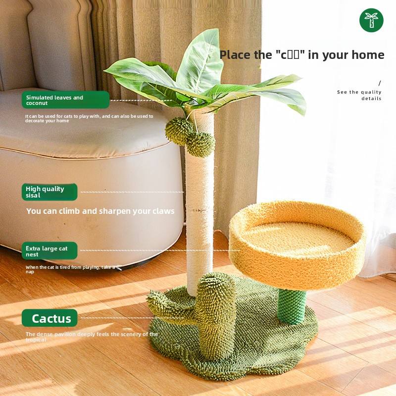Modern Small Cat Tree with Integrated Nest Jumping Platform Sisal Scratching Pole Wholesale Wood Toy for Climbing Play for Cats