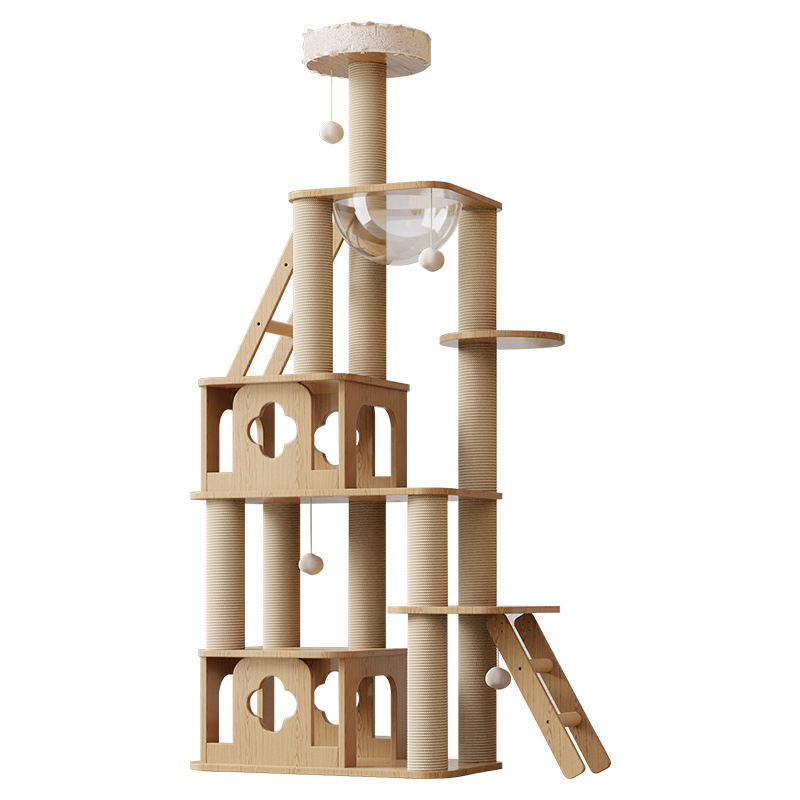Integrated Large Cat Climbing Frame Tree Multi-Cat Interactivity Jumping Platform Space Capsule Design Cat Scratching Board