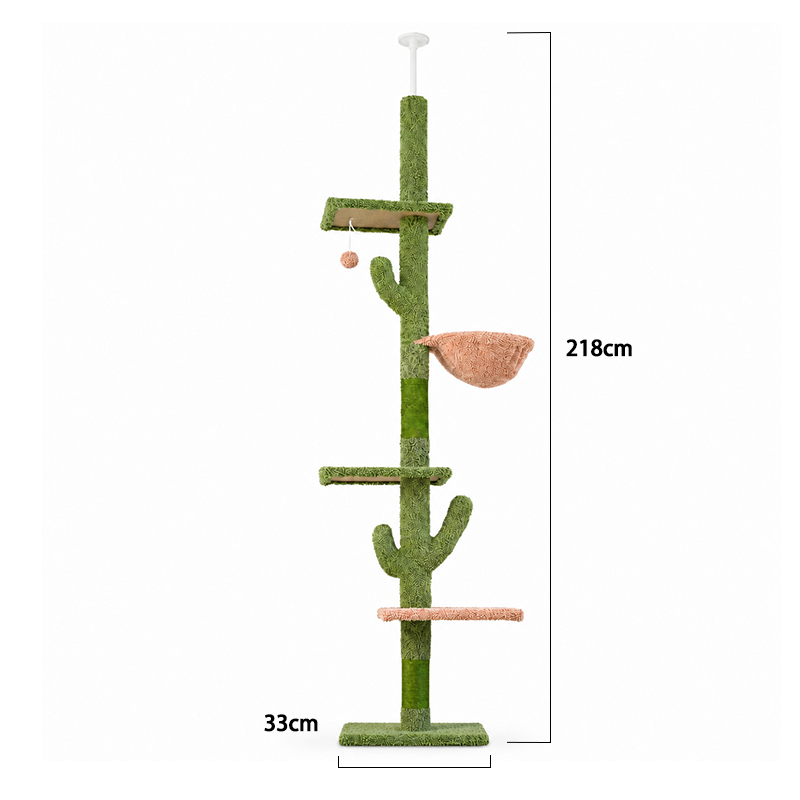 BSCI Audited Factory Sisal Wrapped Green Cactus Modern Tower with Multi Level Tiers Scratching Station Cat Tree