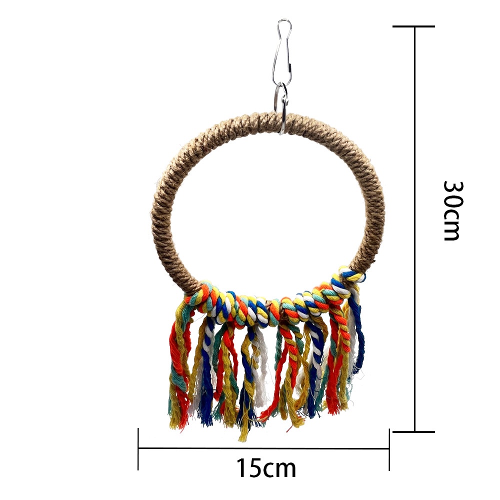 Pet Parrot Bird Swing Frame Hemp Rope Hanging Ring Chewing Bite Toys Parrot Climbing Frame and Cage Decoration