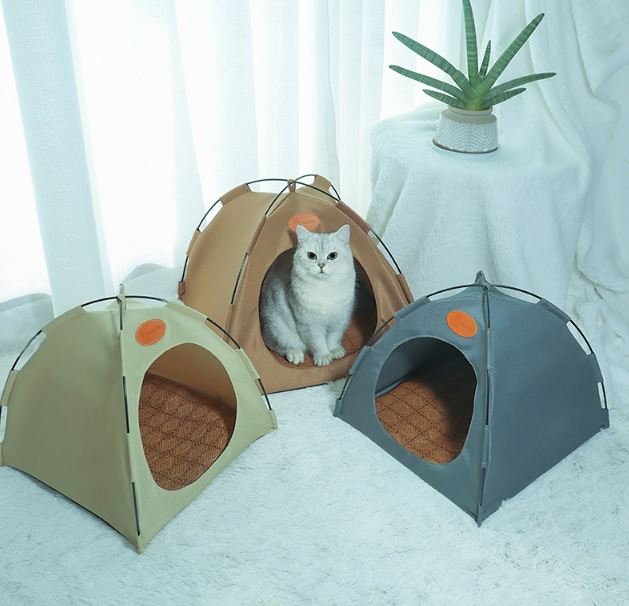 Waterproof Foldable Modern Portable Teepee Nest Pop up Pet Tent Cat Dog Bed Cave House with Removable Cover Summer Outdoor Box