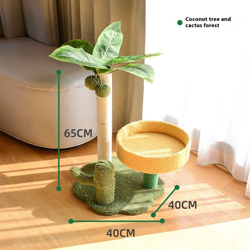 Modern Small Cat Tree with Integrated Nest Jumping Platform Sisal Scratching Pole Wholesale Wood Toy for Climbing Play for Cats